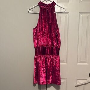 Ramy Brook: Velvet Halter Dress in Shiny Red